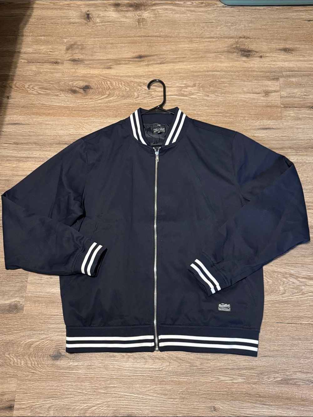 Benny Gold Men's Navy Track Jacket with Striped Trim Size M
